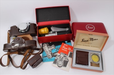 Lot 3768 - Leica IIIF camera with accessories and original American receipt, in fine condition