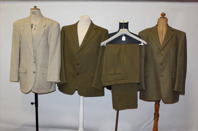 Lot 3131 - Green Tweed suit and pale green blazer by Magee, Herringbone tweed jacket by Baden, cream and pale brown check blazer by The Label plus two other blazers.