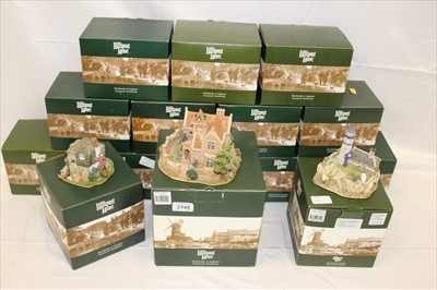 Lot 2145 - Collection of 15 Lilliput Lane cottages, all boxed, to include Lundy Lighthouse, Happy 21st Birthday, Jack's Corner, and others