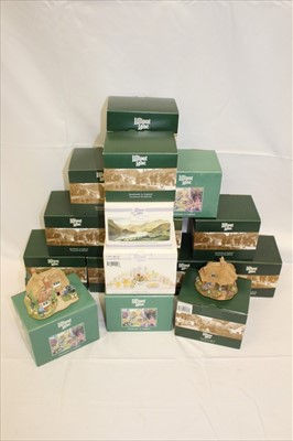 Lot 2148 - Collection of 16 Lilliput Lane cottages, all boxed, to include Birthday Cottage, Nursery Cottage, Tollborth Llanfair, and others