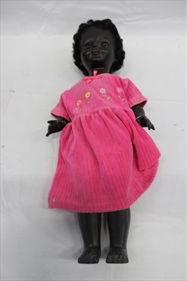 Lot 2878 - Vintage English black doll with rubber face