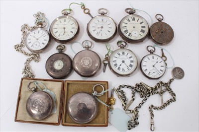 Lot 3365 - Group silver and white metal cased pocket watches