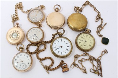 Lot 3368 - Group gold plated and gilt metal cased pock watches