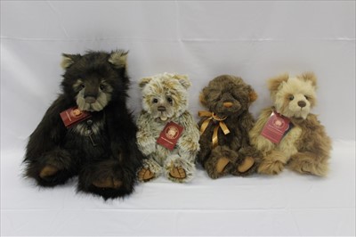 Lot 2871 - Charlie Bears selection includes Goober, Garland, Ade, Toffee Apple, Chatterbox, Anniversary Seth, Anniversary Carol, Tiny Tim, Eclipse, Anniversary Isabelle. All with tags.