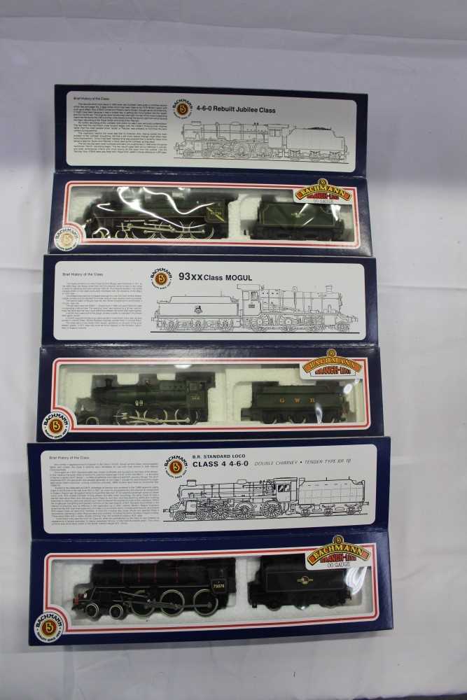 Lot 2807 - Railway Bachmann 00 gauge 93XX Class Mogul Locomotive 31-801, 4-6-0 Rebuilt Jubilee Cl;asss 'Phoenix' 31-251, BR Class 4, 4-6-0 Standard Locomotive 31-105 all boxed