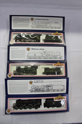 Lot 2807 - Railway Bachmann 00 gauge 93XX Class Mogul Locomotive 31-801, 4-6-0 Rebuilt Jubilee Cl;asss 'Phoenix' 31-251, BR Class 4, 4-6-0 Standard Locomotive 31-105 all boxed