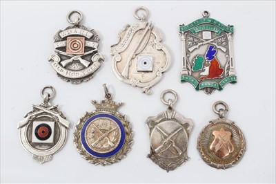 Lot 3725 - Group of enamelled silver rifle shooting medals