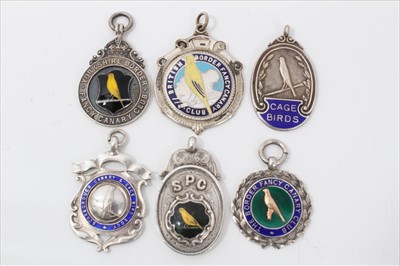 Lot 3728 - Enamelled silver ‘Scarborough Canary and Cage. Bird Socy’ medal