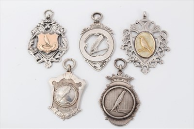 Lot 3729 - Group of early silver canary of caged bird club medals (5)