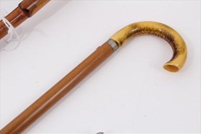 20th Century Walking Stick With Clock Handle and Wood Cane