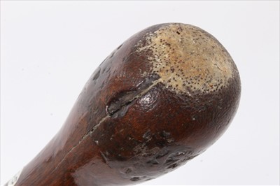 Lot 3677 - Unusual late 19th century cudgel stick with bulbous handle shaft carved with initial C.B., 93cm length