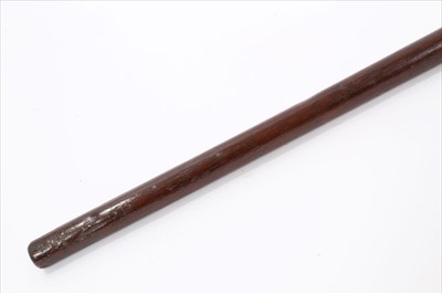 Lot 3677 - Unusual late 19th century cudgel stick with bulbous handle shaft carved with initial C.B., 93cm length