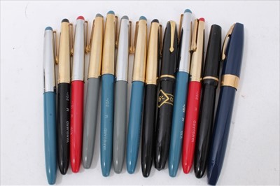 Lot 3732 - Selection of thirteen 14k gold nib pens, including Parker, Eversharp, Conway and Sheaffer (13)