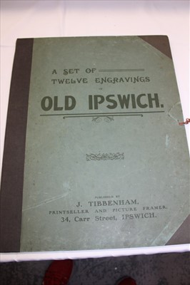Lot 2447 - A set of twelve engravings of Old Ipswich, by Frank Woolnough, introductory text in original card folio