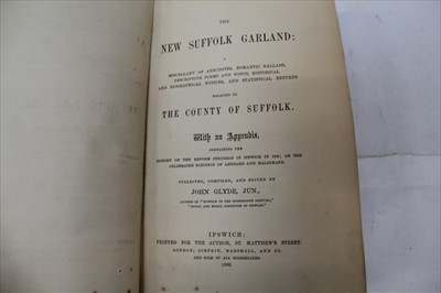 Lot 2448 - John Glyde - The Suffolk Garland or a Collection of poems, songs, tales, ballads, sonnets and elegies, 1st edition Ipswich 1818, board ends, replaced spine, together with The New Suffolk Garland, I...