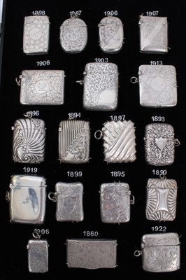 Lot 3373 - Collection eighteen late Victorian and later silver vesta cases , some with fluted decoration (18)