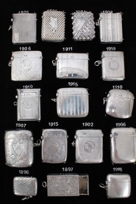 Lot 3374 - Collection seventeen Late Victorian and later silver vesta cases including fluted and engraved examples (17)