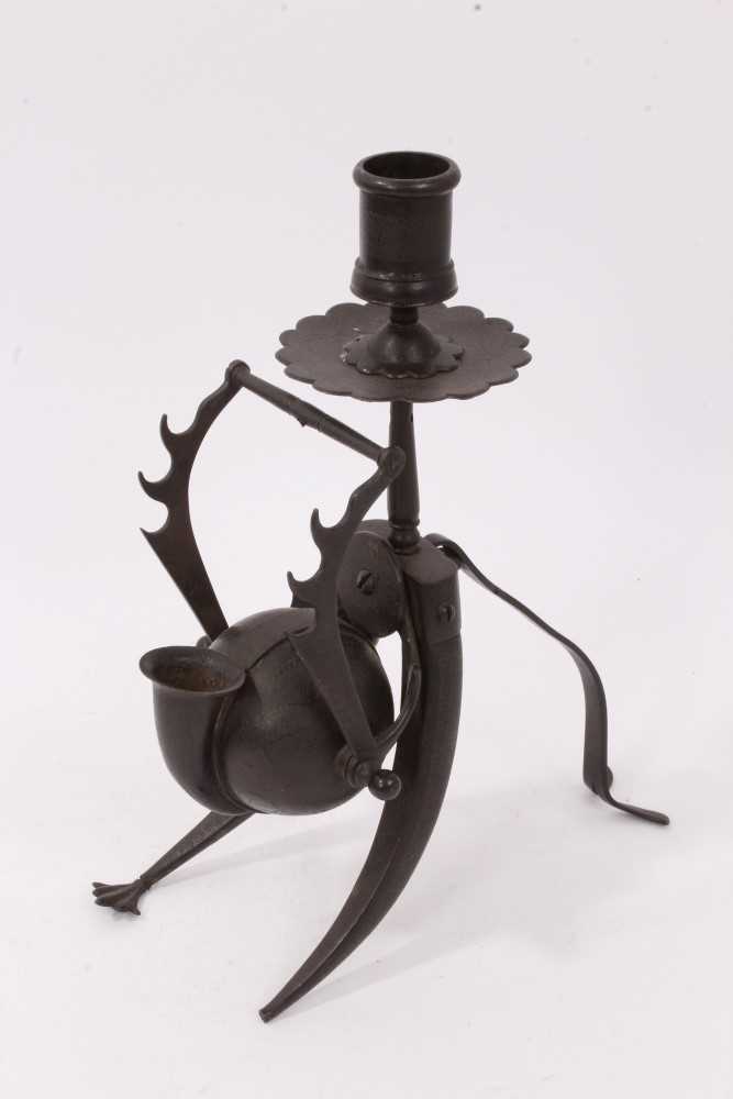 Lot 668 - 19th century Indo Persian scribes combination inkwell, pen stand and candlestick