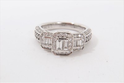 Lot 3473 - White gold 18ct diamond cluster ring