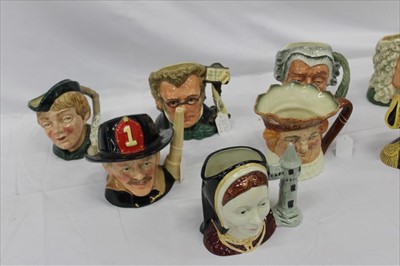 Lot 2172 - Eight Royal Doulton character jugs - The Fireman D6697, Catherine of Aragon D6643, The Lawyer D6498, Vice-Admiral Lord Nelson D6932, Schbert D7056, Dick Whittington D6375, Handel D7080 and Old King...