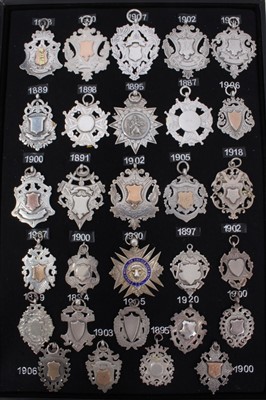 Lot 3377 - Collection twenty nine Late Victorian and Edwardian silver watch fobs