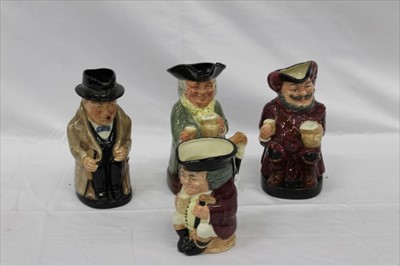 Lot 2175 - Four Royal Doulton toby jugs - Winston Churchill, Happy John, Falstaff and Jolly Toby