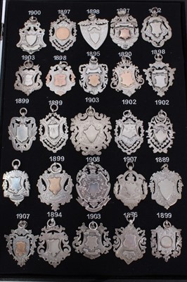 Lot 3378 - Collection twenty five late Victorian and Edwardian silver watch fobs (25)