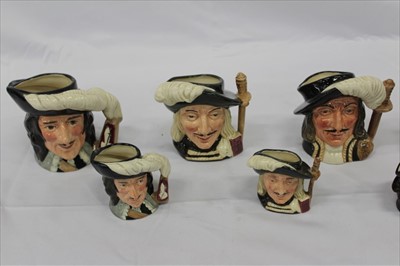 Lot 2178 - Eight Royal Doulton character jugs - D'artagnan D6764 and D6765, Aramis D6454 and D6508, Porthos D6453 and D6516, Athos D6452 and D6509