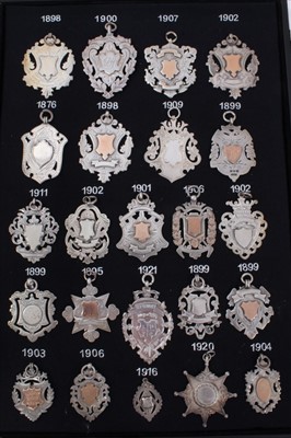 Lot 3381 - Collection twenty five late Victorian , Edwardian and later silver watch fobs (25)