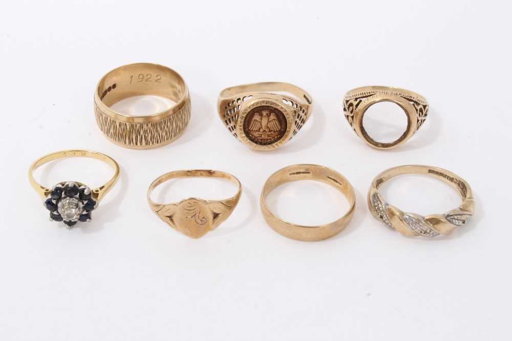 Lot 3453 - Seven gold rings