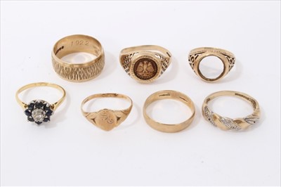 Lot 3453 - Seven gold rings