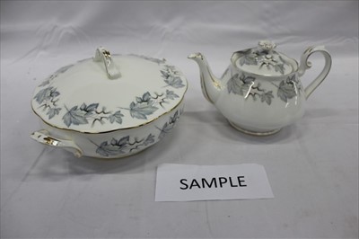 Lot 2181 - Royal Albert 'Silver Maple' pattern tea and dinner service, to include teapot, 8 trios, 6 large dessert bowls, tureen, 6 soup bowls and saucers, large and small milk jugs, large and small sugar bow...