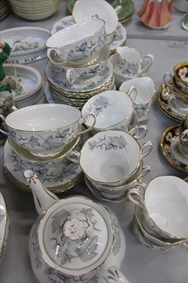 Lot 2181 - Royal Albert 'Silver Maple' pattern tea and dinner service, to include teapot, 8 trios, 6 large dessert bowls, tureen, 6 soup bowls and saucers, large and small milk jugs, large and small sugar bow...