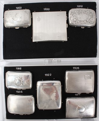 Lot 3384 - Eight late Victorian and later silver cigarette cases