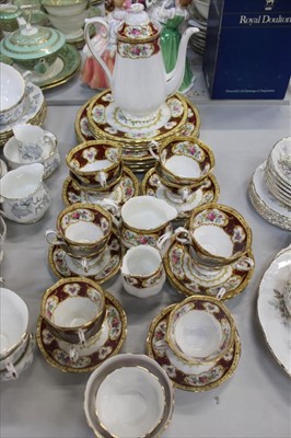 Lot 2182 - Royal Albert 'Lady Hamilton' pattern part tea and coffee service, to include coffee pot, 6 coffee cups, 5 coffee saucers, 6 tea cups and 6 tea saucers, 4 large dinner plates, 4 small dinner plates,...