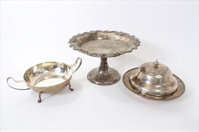 Lot 207 - Early 20th century Chinese silver comport, muffin dish and a two-handled dish (3)