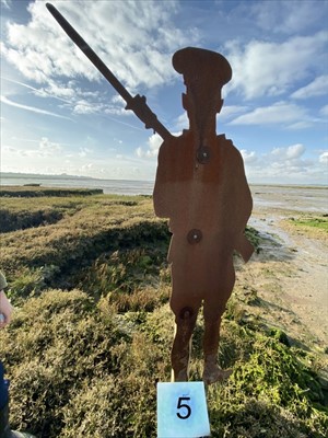 Lot 2941 - Colchester Interest- Steel Silhouette of a First World War Soldier, part of the 'Strood Soldiers' Centenary of the Armistice Installation on the Strood between Colchester and Mersea Island, each fi...