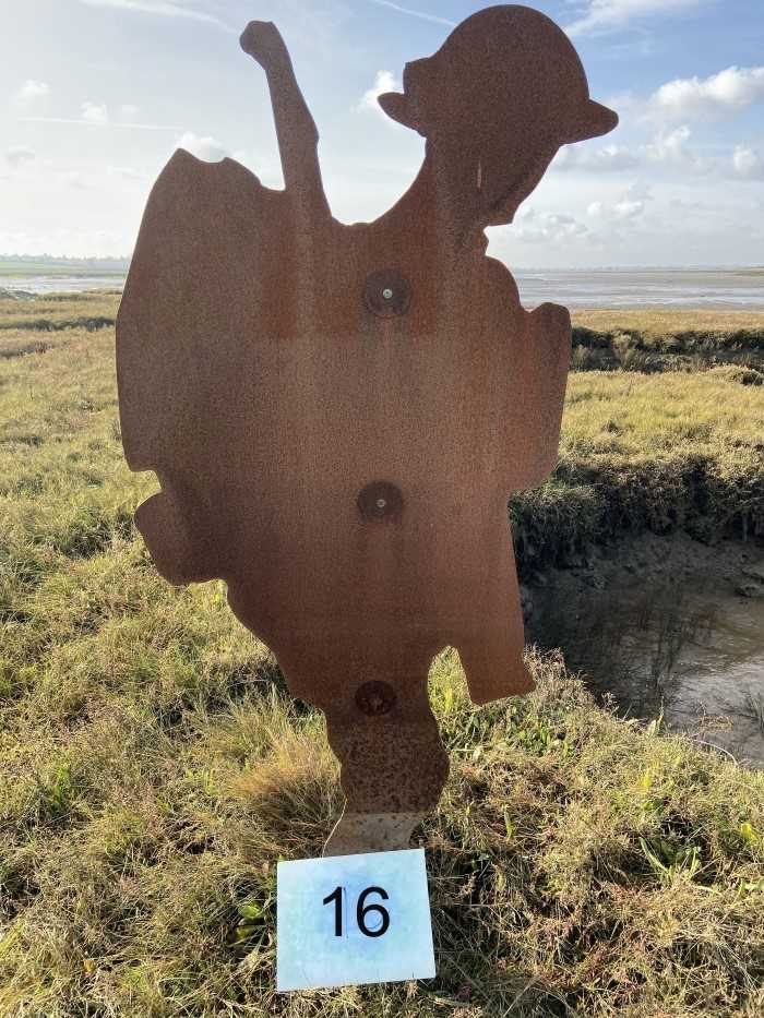 Lot 2943 - Colchester Interest- Steel Silhouette of a First World War Soldier, part of the 'Strood Soldiers' Centenary of the Armistice Installation on the Strood between Colchester and Mersea Island, each fi...