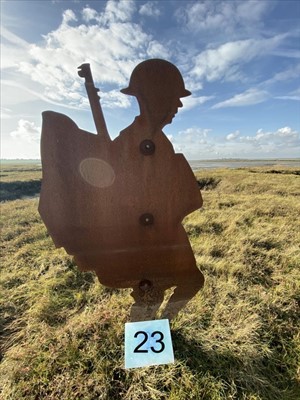 Lot 2946 - Colchester Interest- Steel Silhouette of a First World War Soldier, part of the 'Strood Soldiers' Centenary of the Armistice Installation on the Strood between Colchester and Mersea Island, each fi...