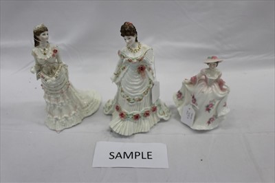 Lot 2184 - Collection of 10 Royal Worcester porcelain figures of ladies, including 'A Dazzling Celebration', 'A Royal Presentation', 'Sweetest Valentine', 'Grace', 'A Royal Anniversary', 'The Masquerade Begin...