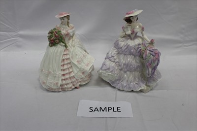 Lot 2185 - Collection of 8 Coalport porcelain figures of ladies, to include 'Lilac Time', 'Lady Alice', 'Lady Evelyn', 'Rose', 'Lady Harriet', 'Nell Gwynn', 'Royal Premiere' and 'Milennium Debut'