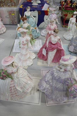 Lot 2185 - Collection of 8 Coalport porcelain figures of ladies, to include 'Lilac Time', 'Lady Alice', 'Lady Evelyn', 'Rose', 'Lady Harriet', 'Nell Gwynn', 'Royal Premiere' and 'Milennium Debut'