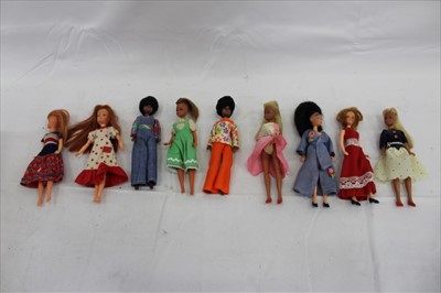 Lot 2889 - Seven Pippa dolls in outfits c1970's and two others