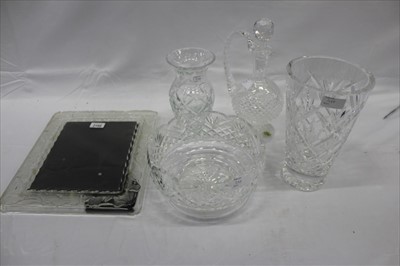 Lot 2188 - Waterford Crystal glass decanter, photograph frame, fruit bowl, and 2 vases