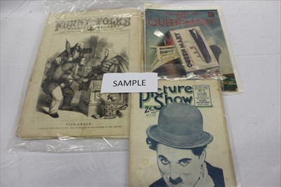 Lot 2672 - Selection of film magazines (all No1), Famous Monsters of Filmland, Queen Mary Memorabilia, Funny Folks 1875 papers etc