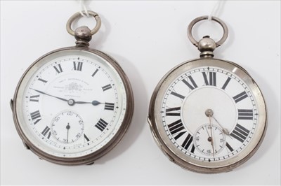 Lot 3389 - Silver open face pocket watch by Thomas Russell & Son , Liverpool with key wind movement , and another open face pocket watch (2)