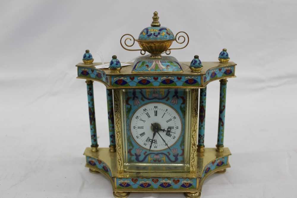 Lot 3764 - Modern cloisonne clock, with portrait