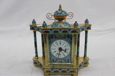 Lot 3764 - Modern cloisonne clock, with portrait panels on the sides