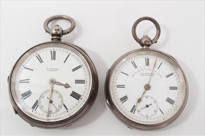 Lot 3391 - Two late Victorian silver open face pocket watches with key wind movements