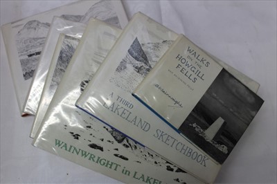 Lot 2472 - WAINWRIGHT IN LAKELAND, signed, number 384 of 1000, with 2nd, 3rd , 4th and 5th LAKELAND SKETCHBOOK, with WALKS ON THE HOWGILL FELLS, (6 books)